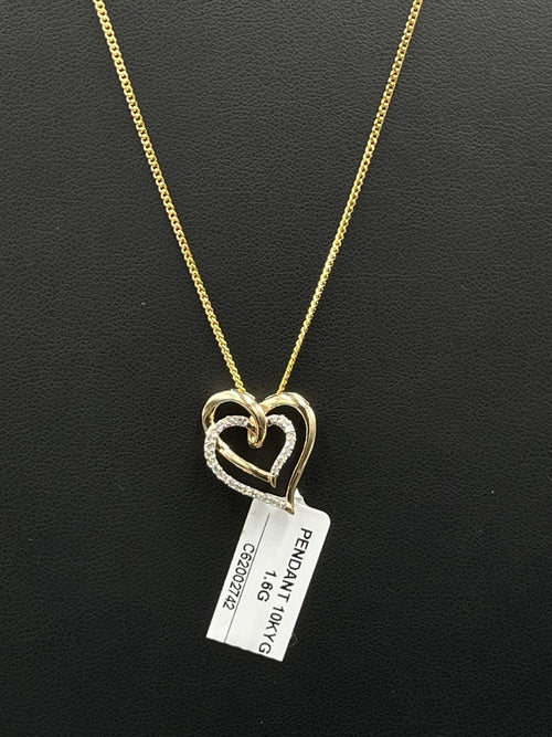 10K Gold Heart Pendant with Diamond Accents