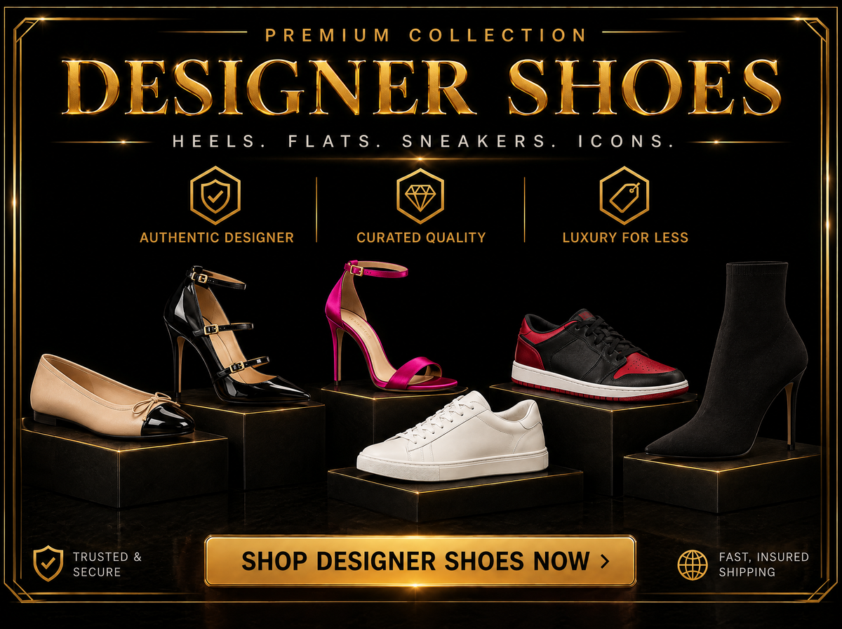 Designer Shoes & Sneakers collection at DD Pawn Loans — authentic heels, flats and sneakers