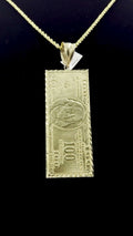 10K Gold $100 Bill Pendant Two Sided