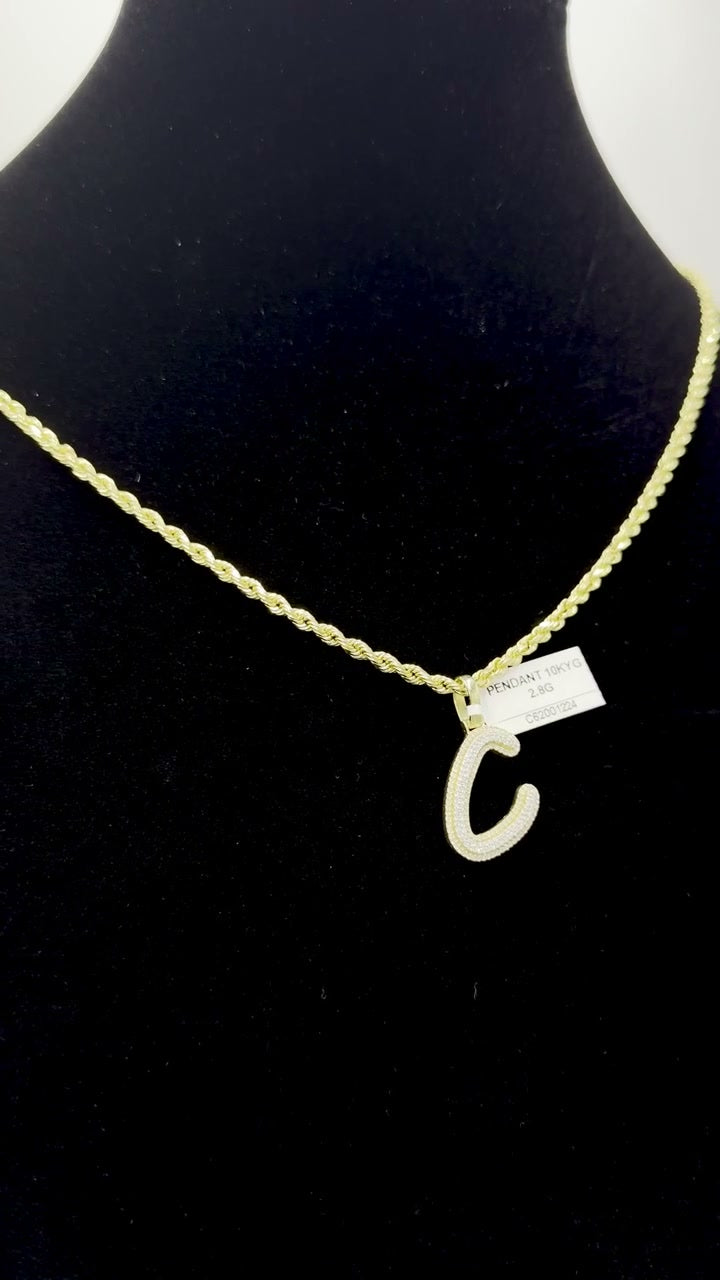 10K Gold Letter C Pendant