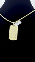 18K Gold Loyalty Money Power Dog Tag Pendant