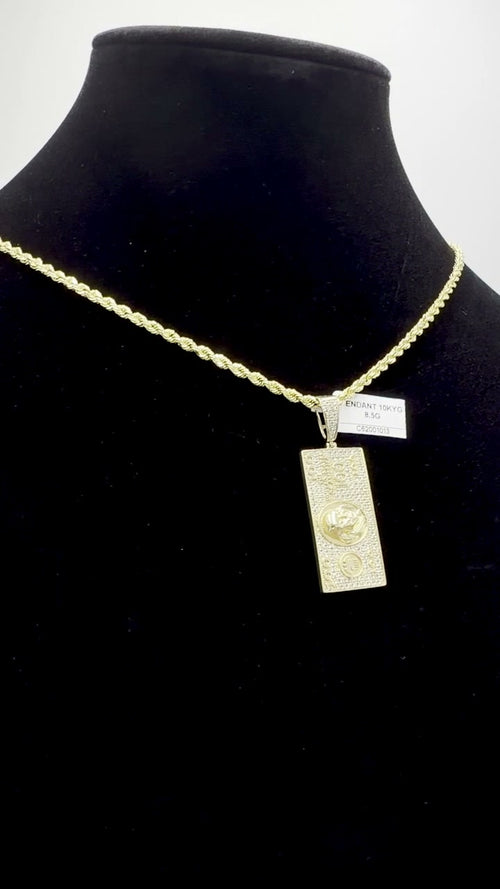10K Gold $100 Bill Pendant