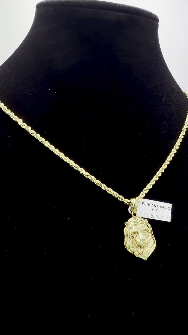 18K Gold Lion Head Pendant