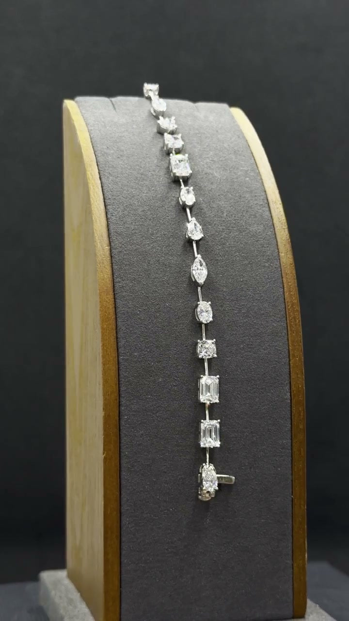 14K White Gold Lab Grown Diamond Bracelet 17 CTW 9.8 Grams 7 Inch
