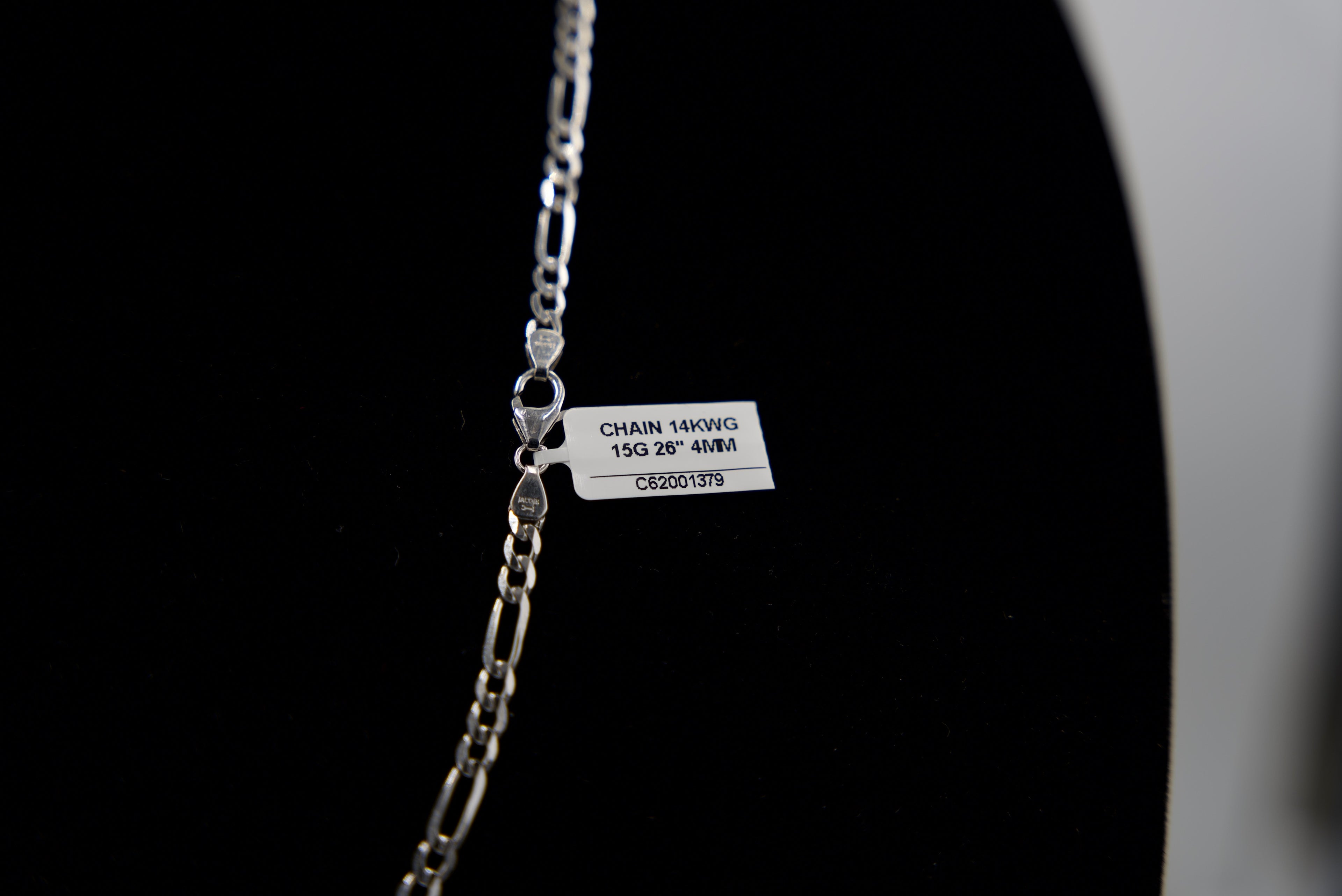 14K White Gold Figaro Chain – 15g, 26” | DD Pawn Loans