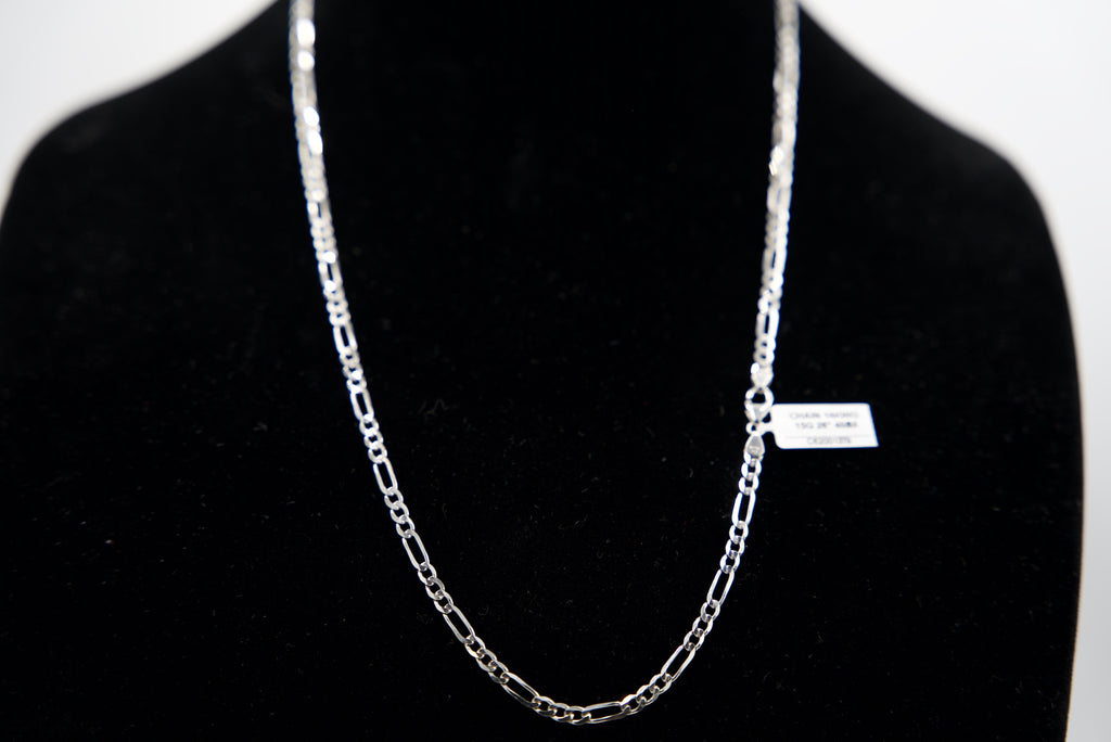14K White Gold Figaro Chain – 15g, 26” | DD Pawn Loans