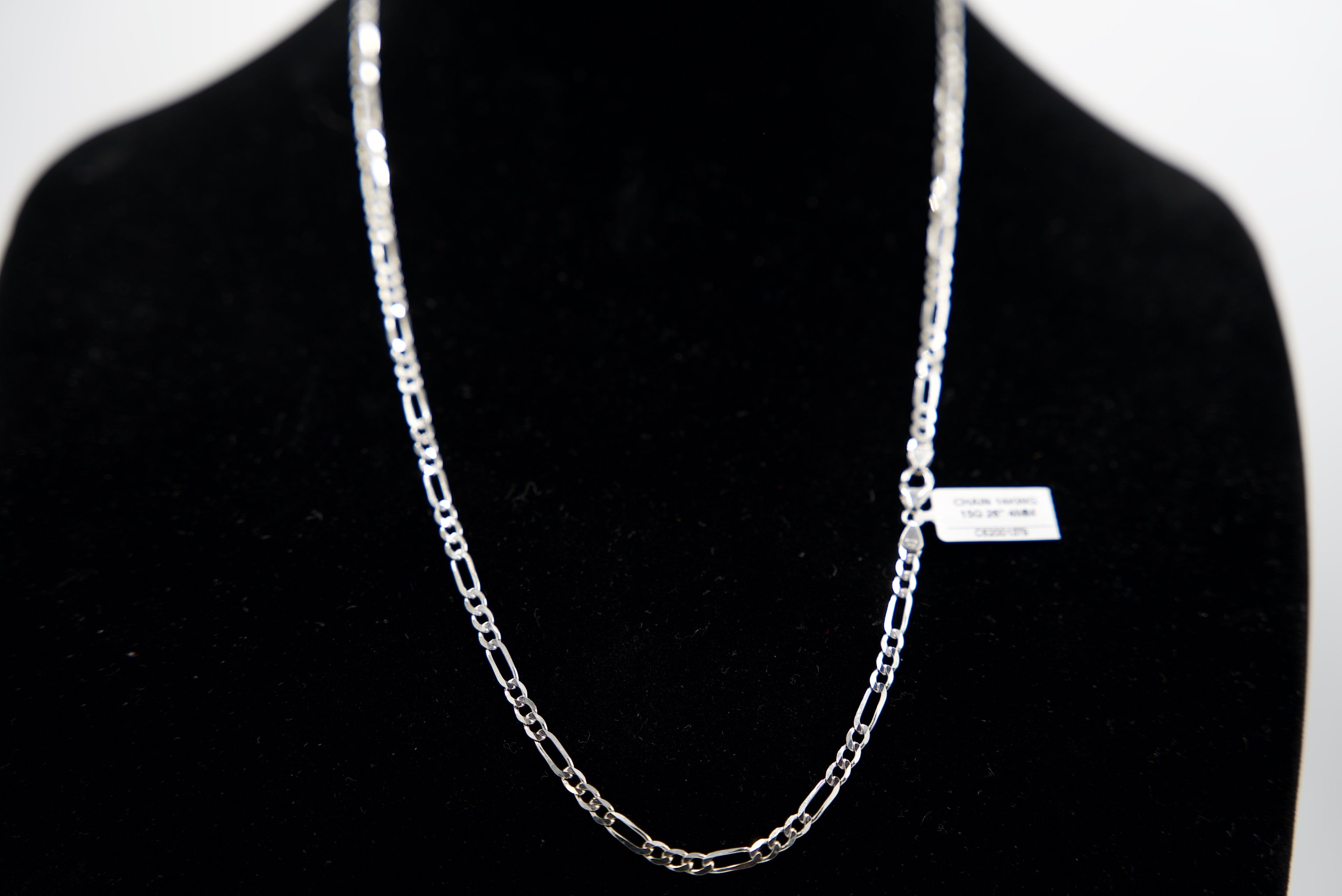 14K White Gold Figaro Chain – 15g, 26” | DD Pawn Loans