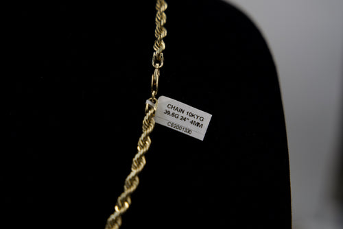 10K Gold Rope Chain – 39.6g, 24” 4mm | DD Pawn Loans