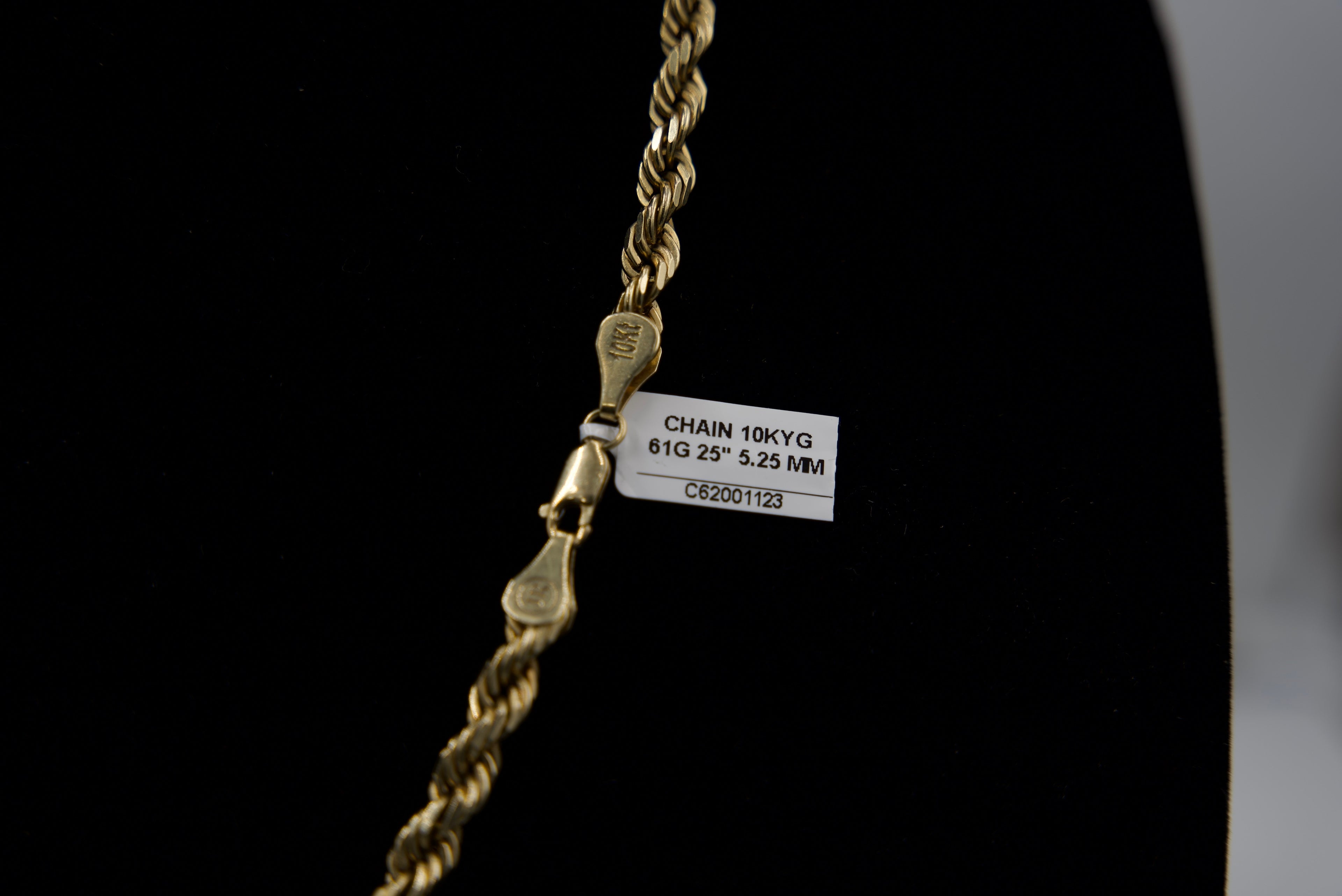 10K Gold Rope Chain – 61g, 25” 5.25mm | DD Pawn Loans