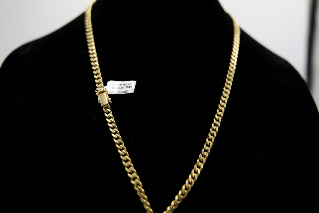68g 18K Gold Cuban Link Chain – 25" 6mm | DD Pawn Loans
