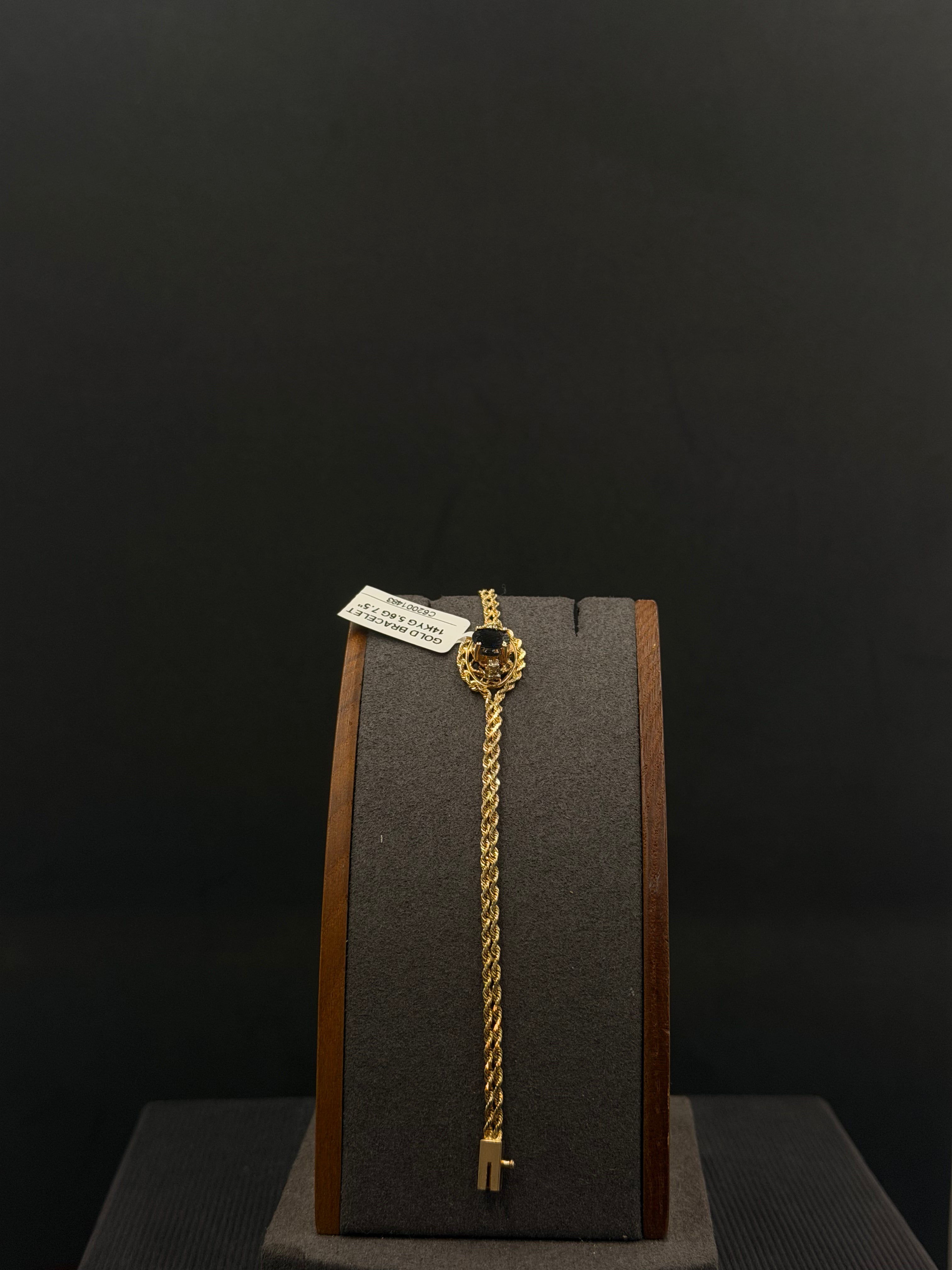 14K Rope Bracelet – Sapphire-Color Stone | DD Pawn Loans