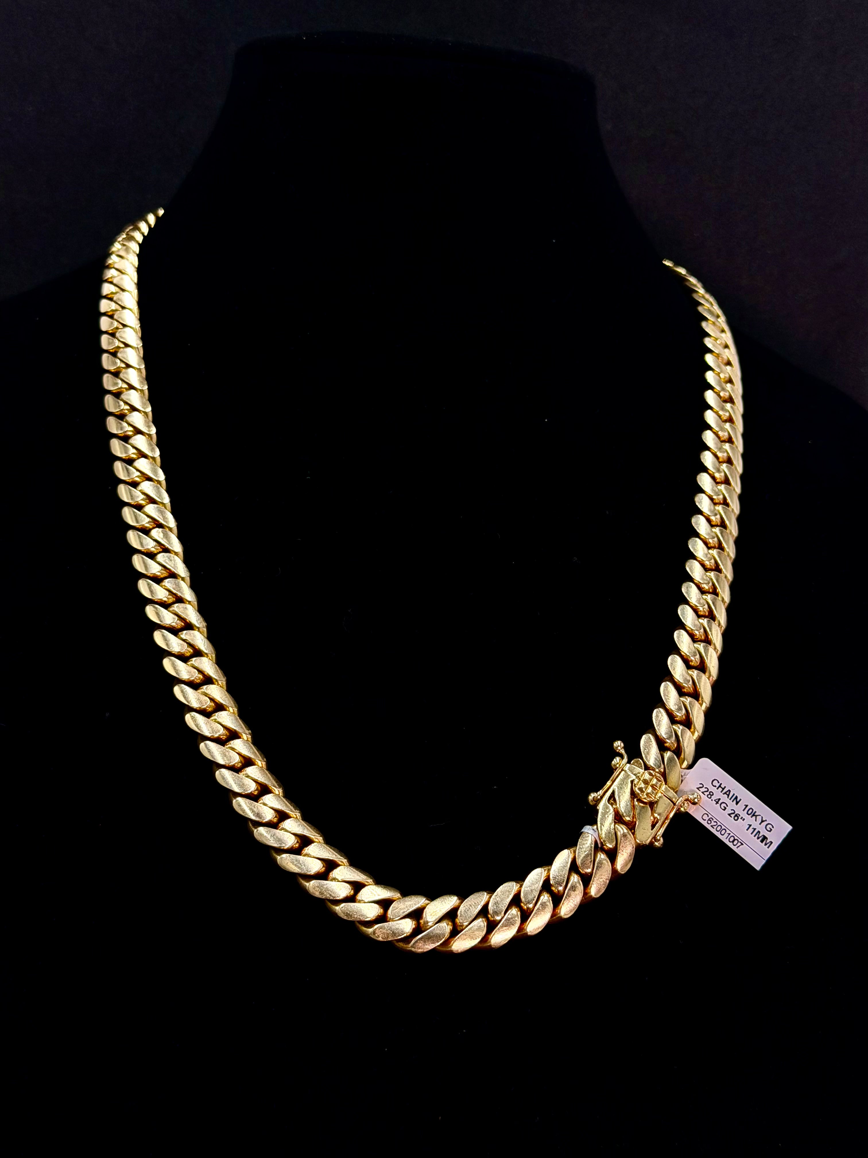 228g 10K Gold Miami Cuban Link Chain – 26" 11mm | DD Pawn Loans