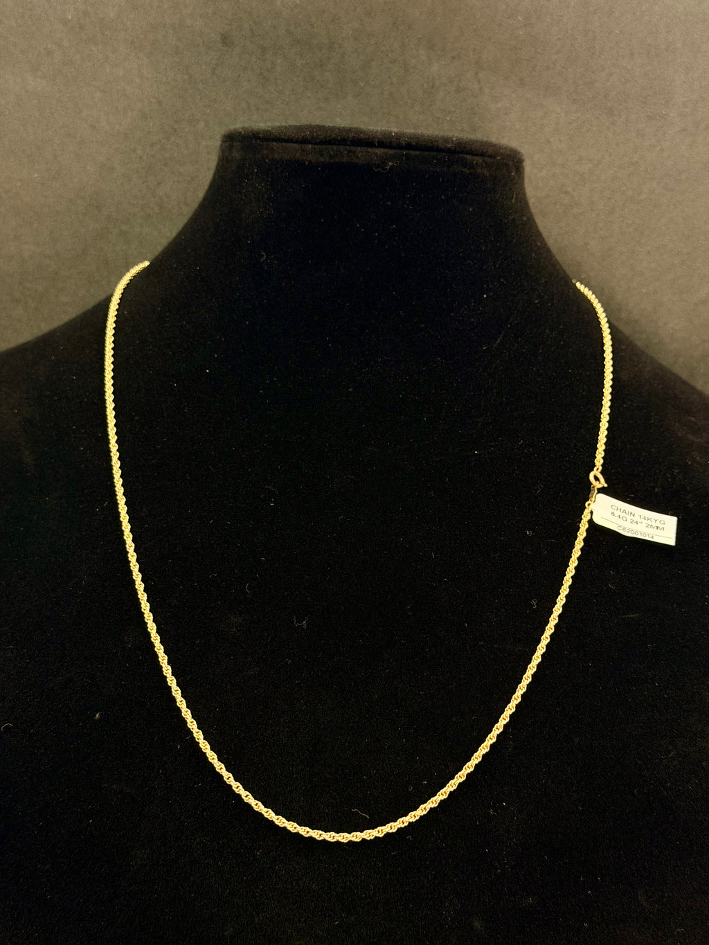 14K Gold Rope Chain – 6.4g, 24” 2mm | DD Pawn Loans