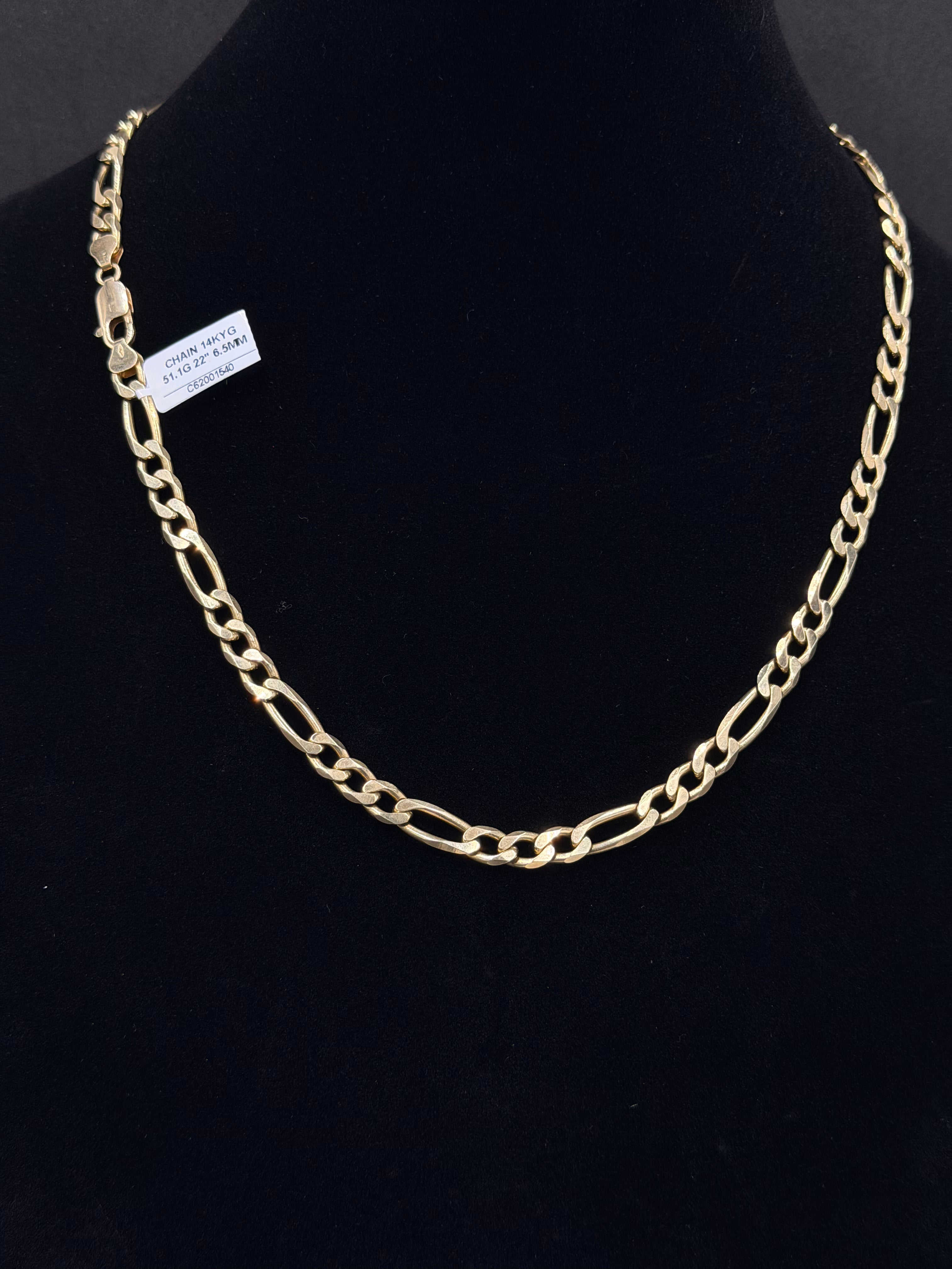 51g 14K Gold Figaro Chain – 22” 6.5mm | DD Pawn Loans