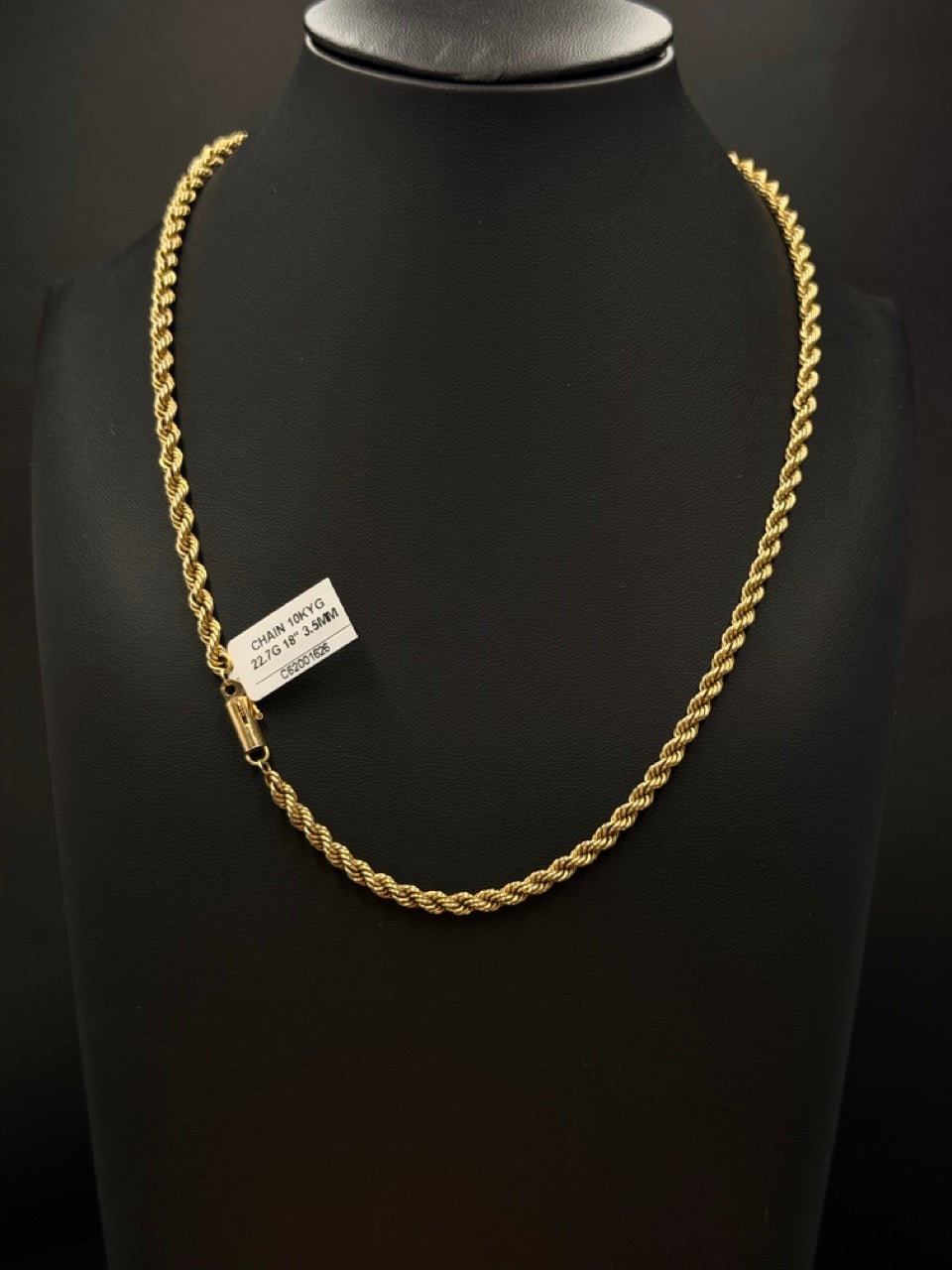 10K Rope Chain – 22.7g, 18” 3.5mm | DD Pawn Loans