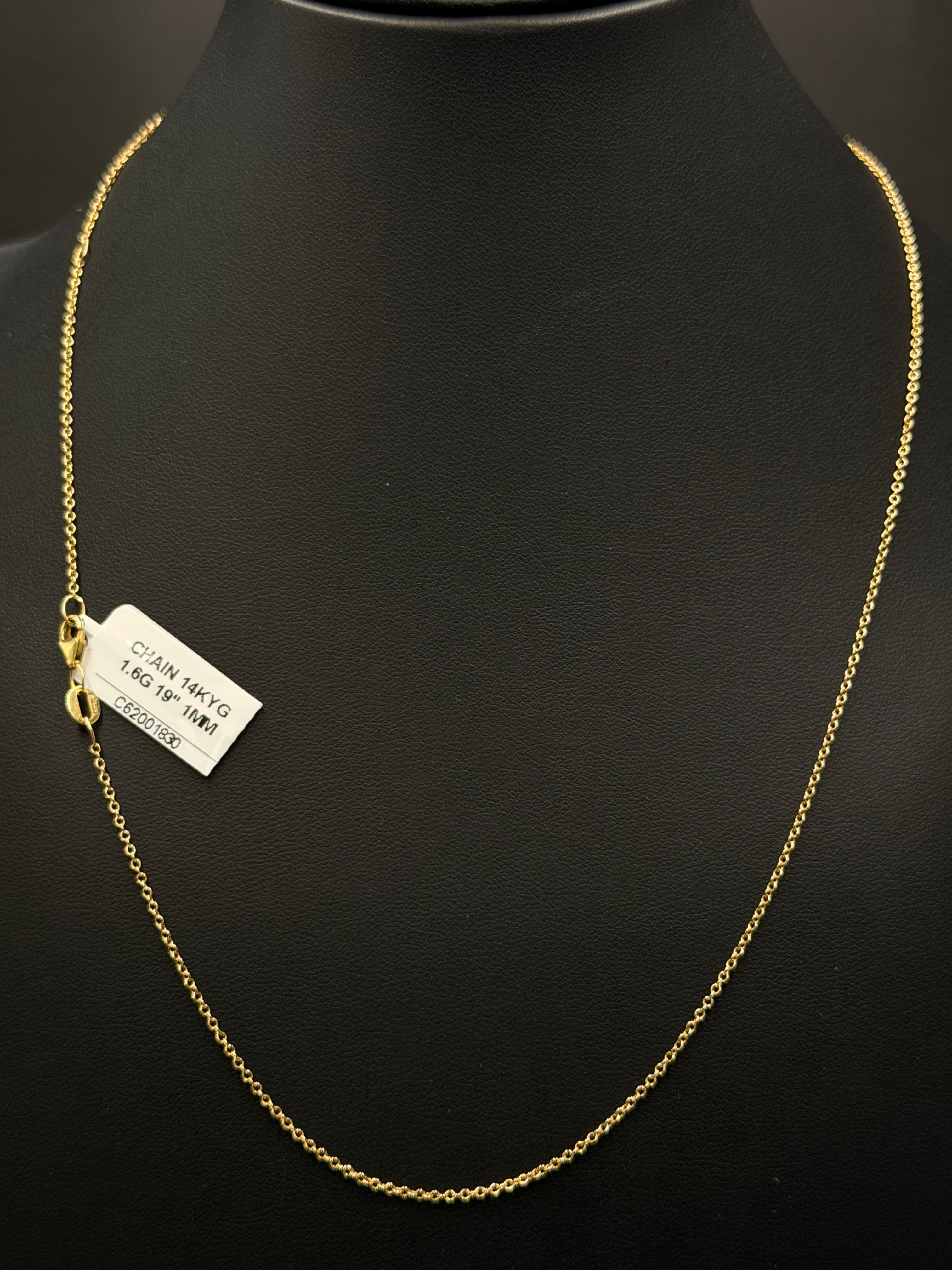 14K Gold Cable Chain – 19”, 1mm | DD Pawn Loans