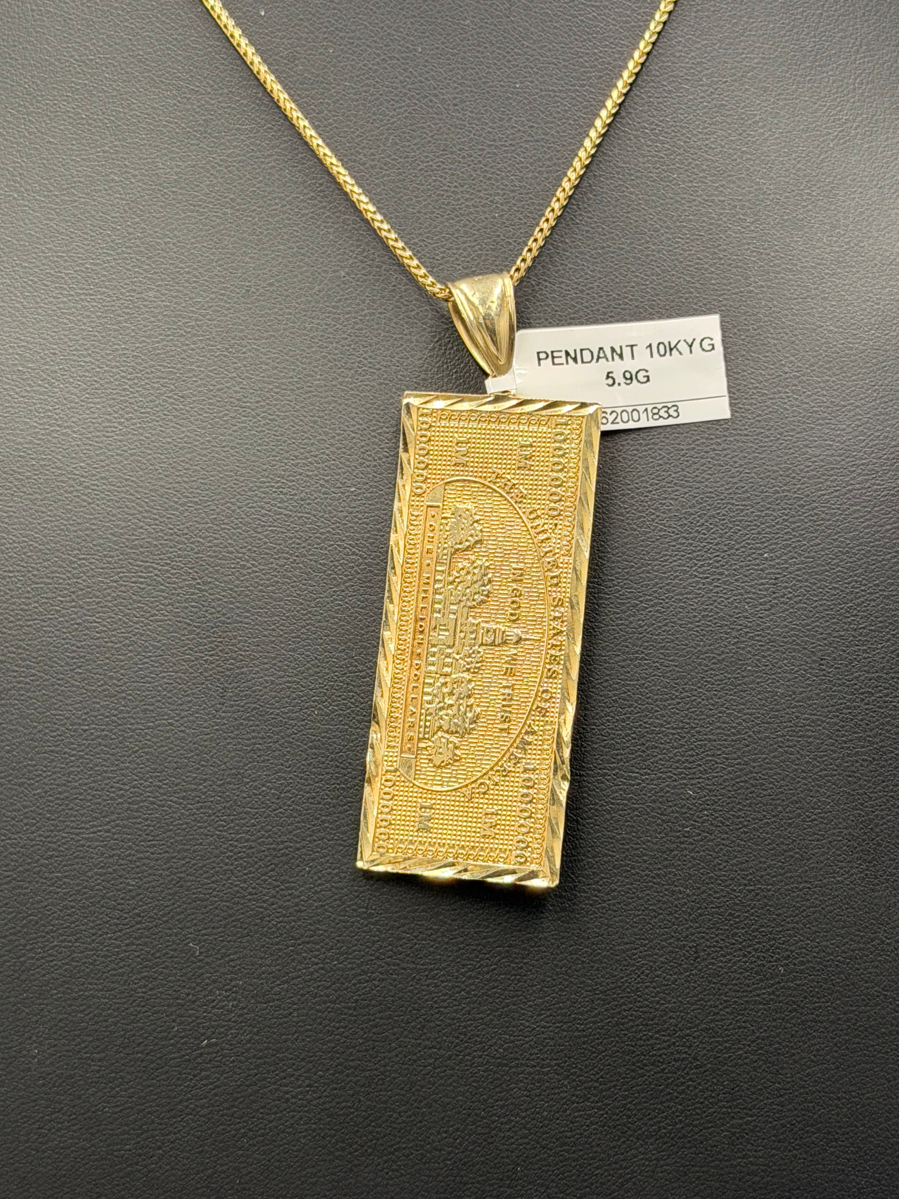 10K $100 Bill Money Bar Pendant – 5.9g | DD Pawn Loans