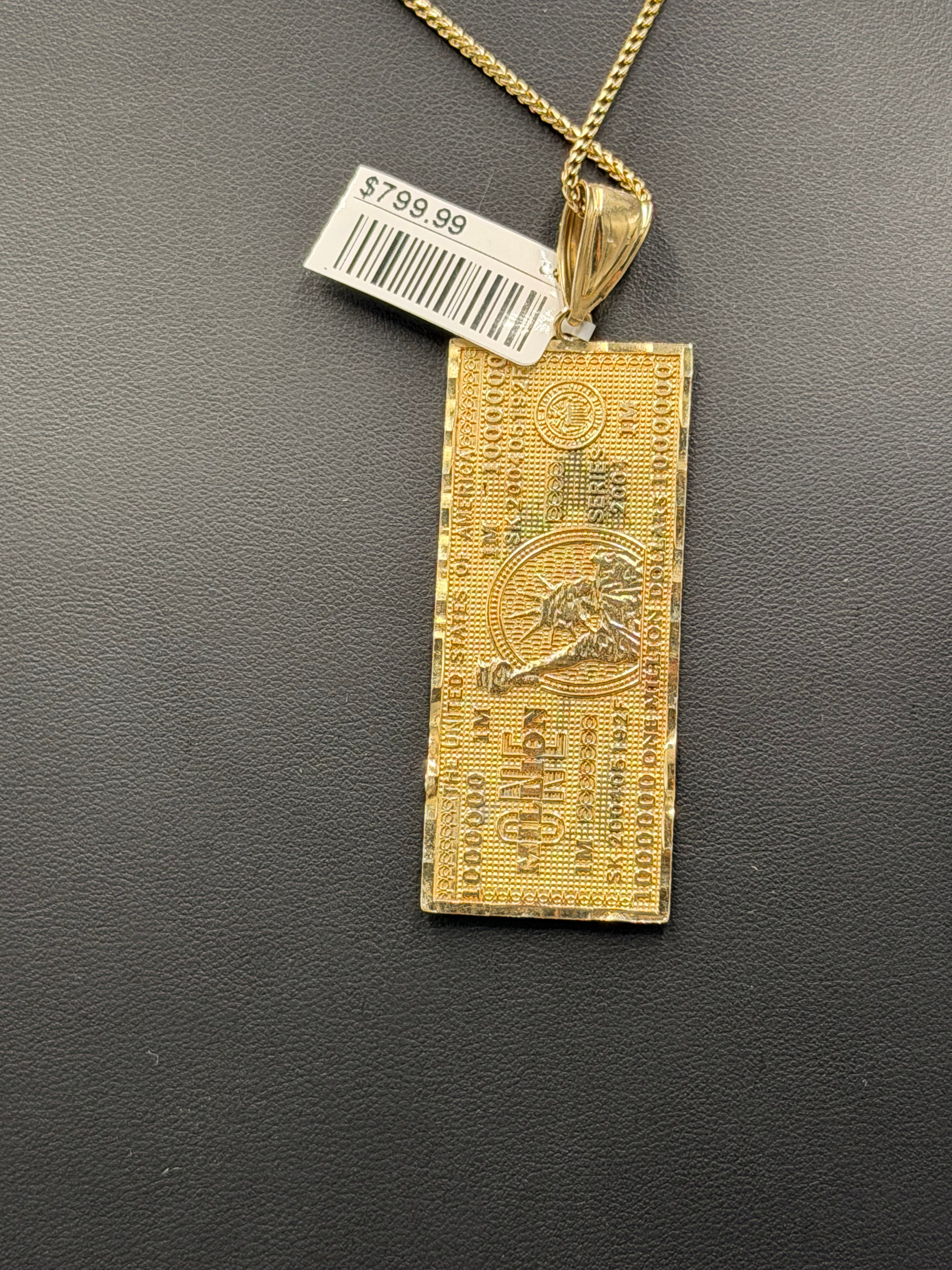 10K $100 Bill Money Bar Pendant – 5.9g | DD Pawn Loans