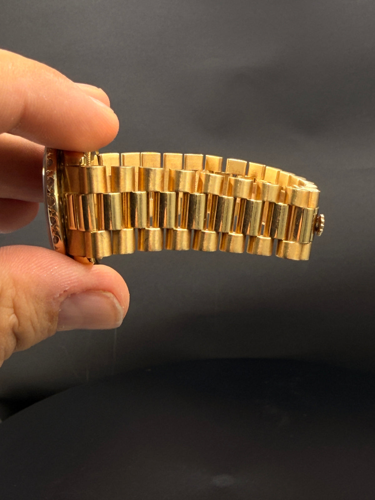 Rolex Datejust 1601 36mm 18K Yellow Gold Watch, Black Diamond Dial, Aftermarket Diamond Bezel — photo 6
