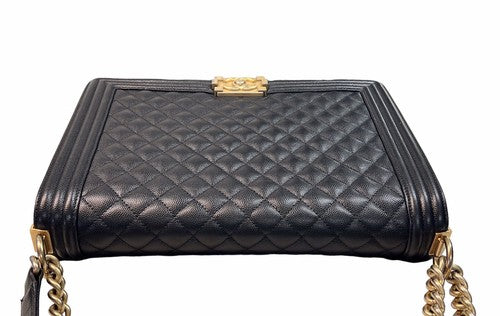 Chanel Larger Boy Flap Calfskin Quilted Leather Shoulder Bag Black – photo 3