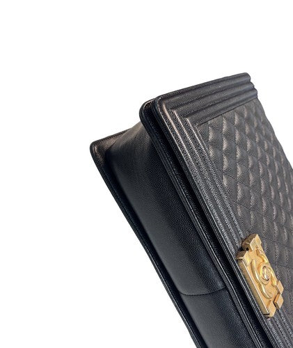 Chanel Larger Boy Flap Calfskin Quilted Leather Shoulder Bag Black – photo 8