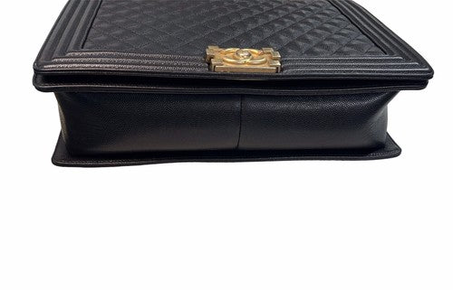Chanel Larger Boy Flap Calfskin Quilted Leather Shoulder Bag Black – photo 9
