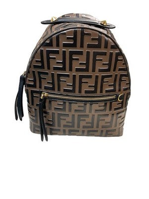 Fendi FF Embossed Brown Leather Mini Backpack – photo 2