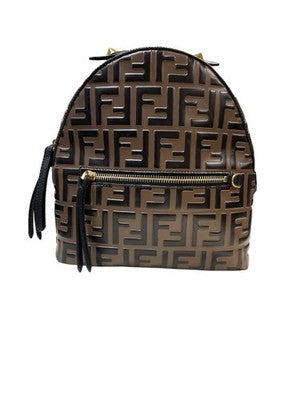 Fendi FF Embossed Brown Leather Mini Backpack – photo 3