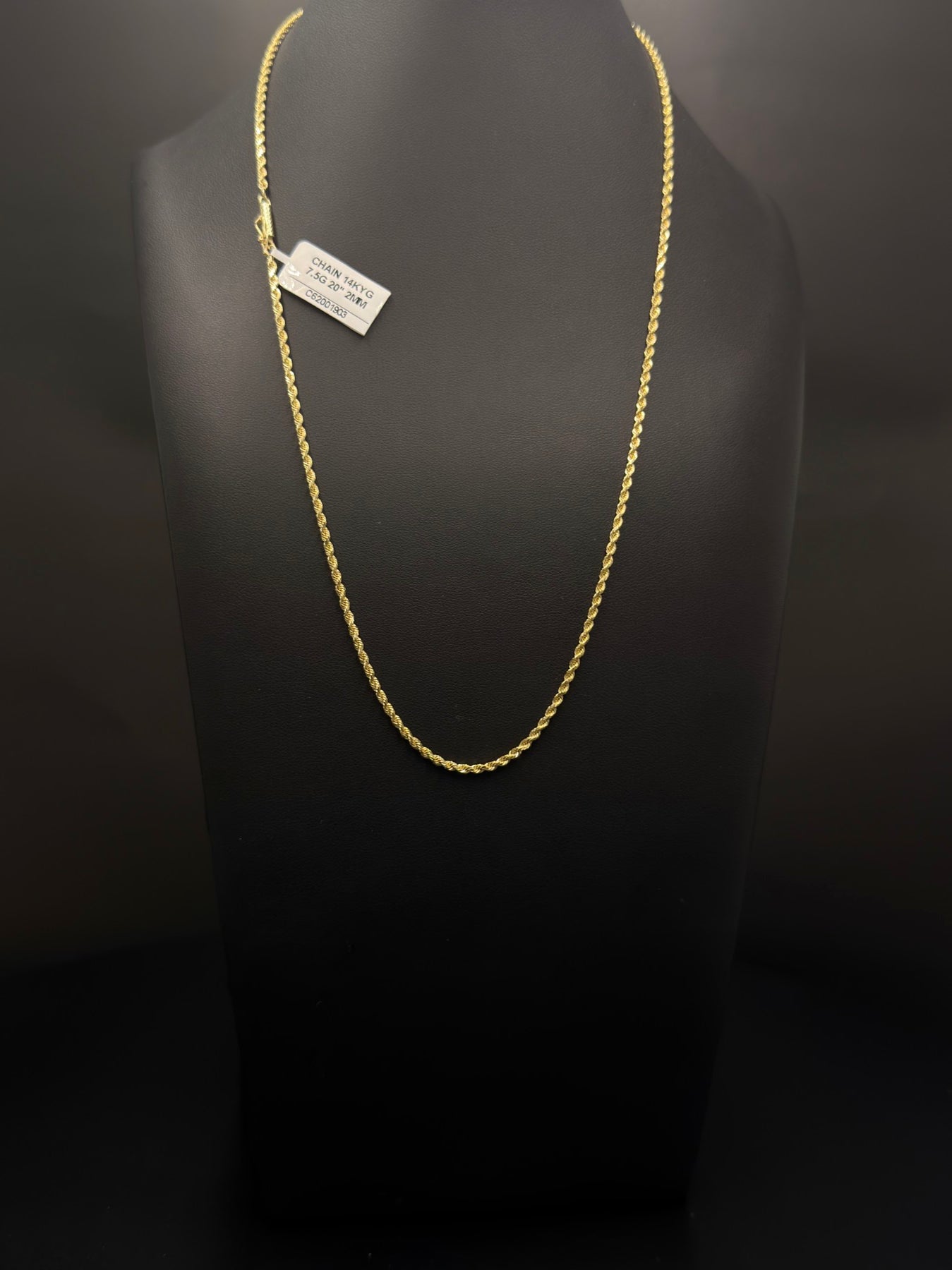 14K Gold Rope Chain – 7.5g, 20" 2mm | DD Pawn Loans