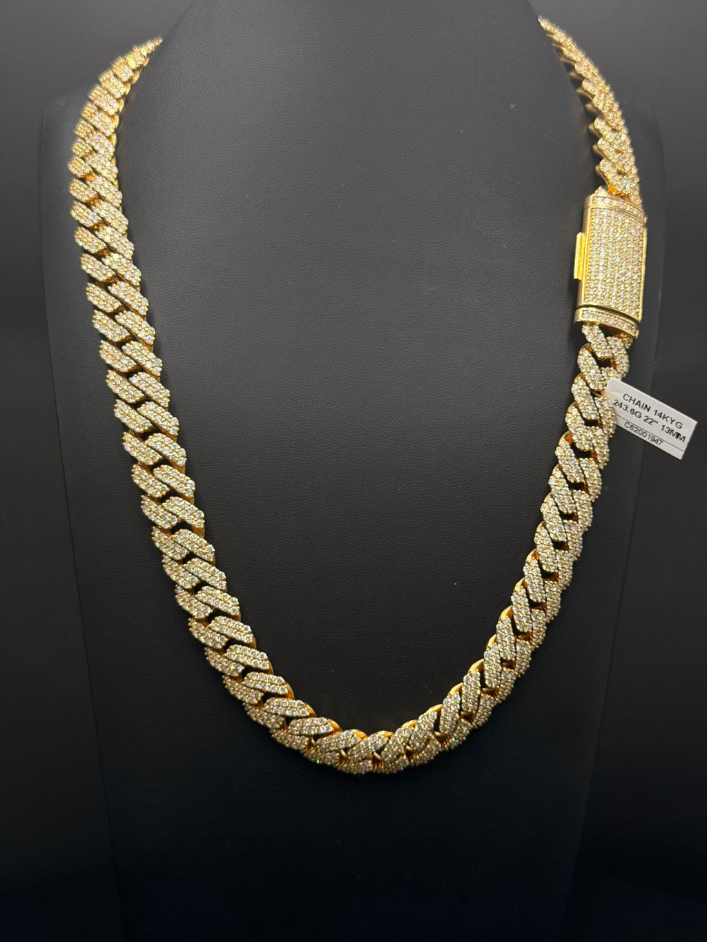 14K Gold Iced-Out Cuban Chain – 243.6g, 22" | DD Pawn Loans