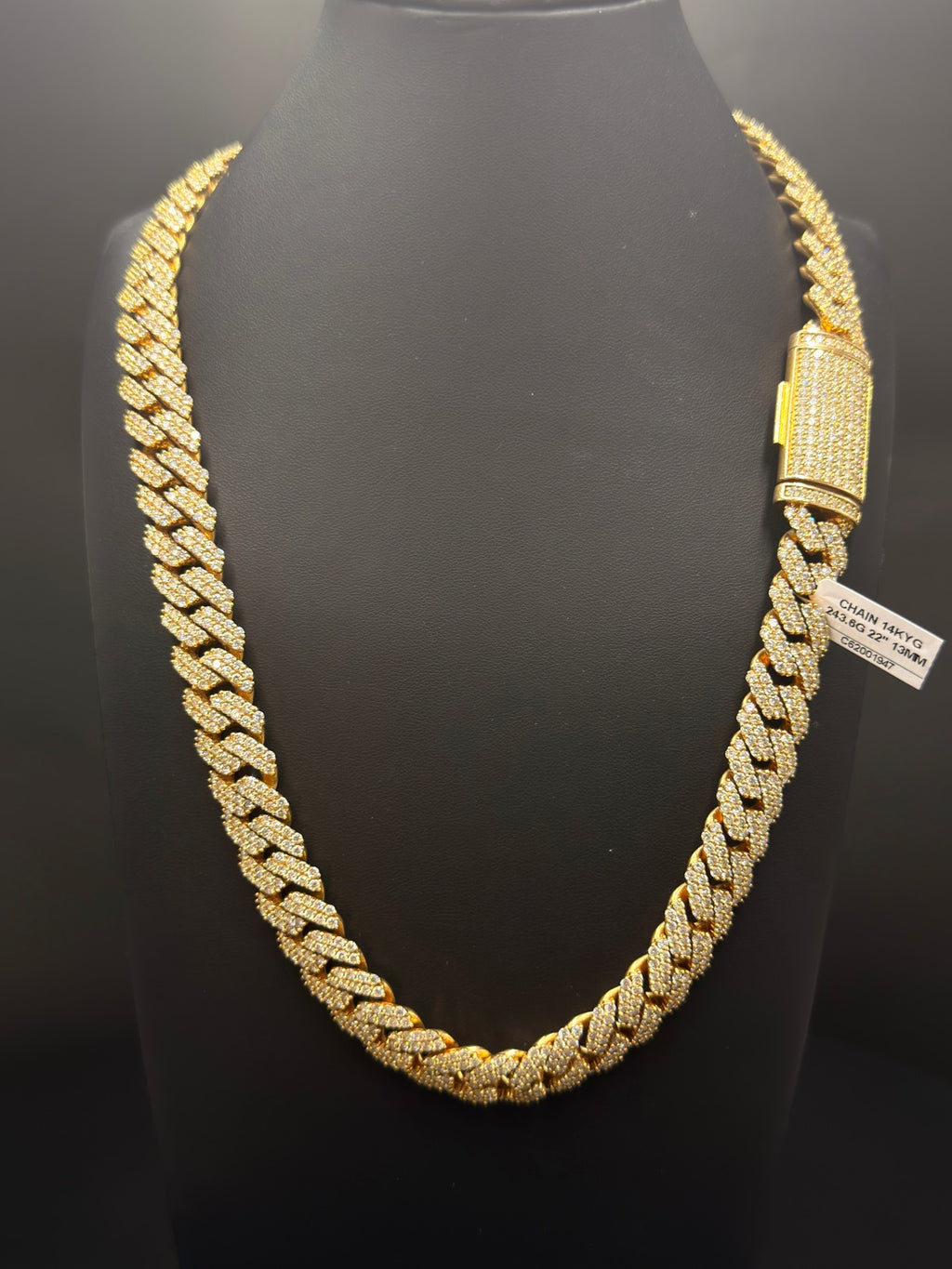 14K Gold Iced-Out Cuban Chain – 243.6g, 22" | DD Pawn Loans