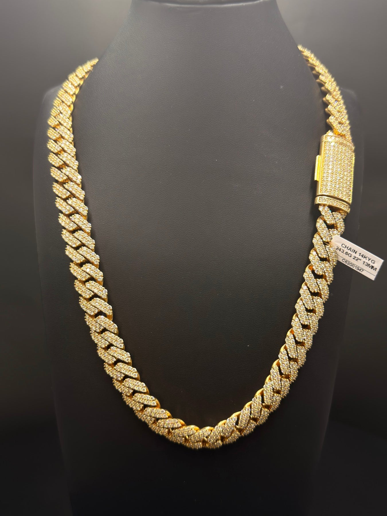 14K Gold Iced-Out Cuban Chain – 243.6g, 22" | DD Pawn Loans