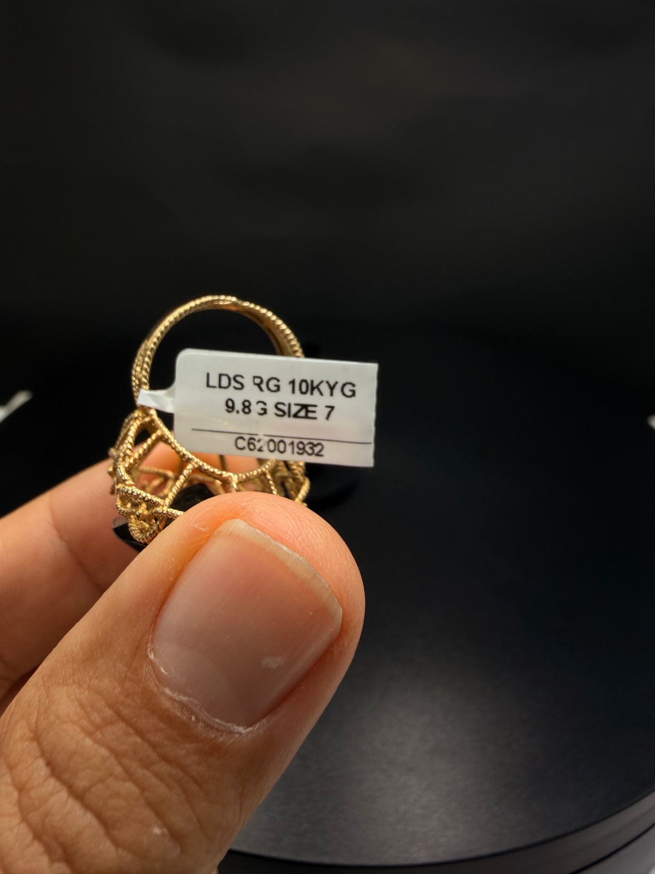 10K Gold Filigree Statement Ring – 9.8g, Sz 7 | DD Pawn Loans