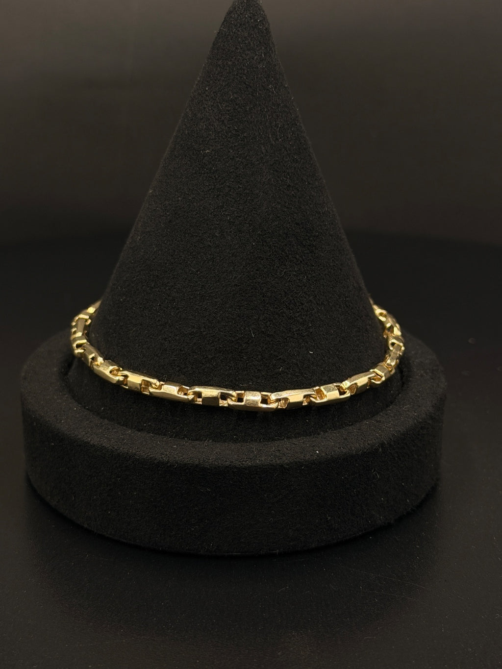 14K Gold Box Link Bracelet 8in Pre-Owned