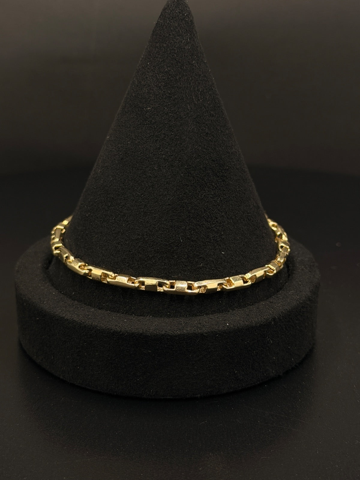 14K Gold Box Link Bracelet 8in Pre-Owned
