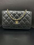 Chanel Black Quilted Handbag Gold Chain Strap