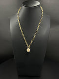 18K Gold Chain with Pearl Cluster Pendant 17" 12.5g