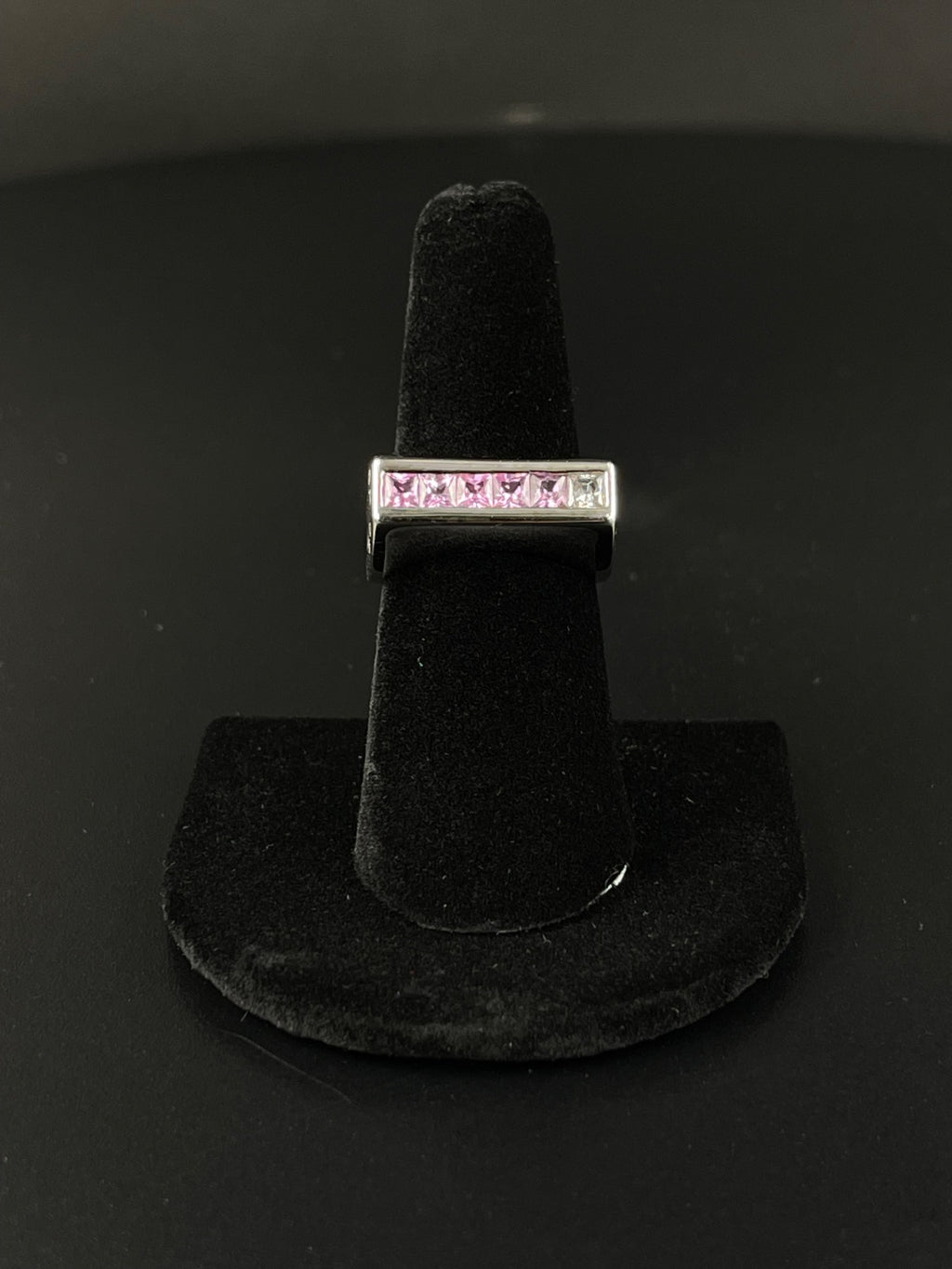 14K White Gold Ring Sapphire Diamond Size 7