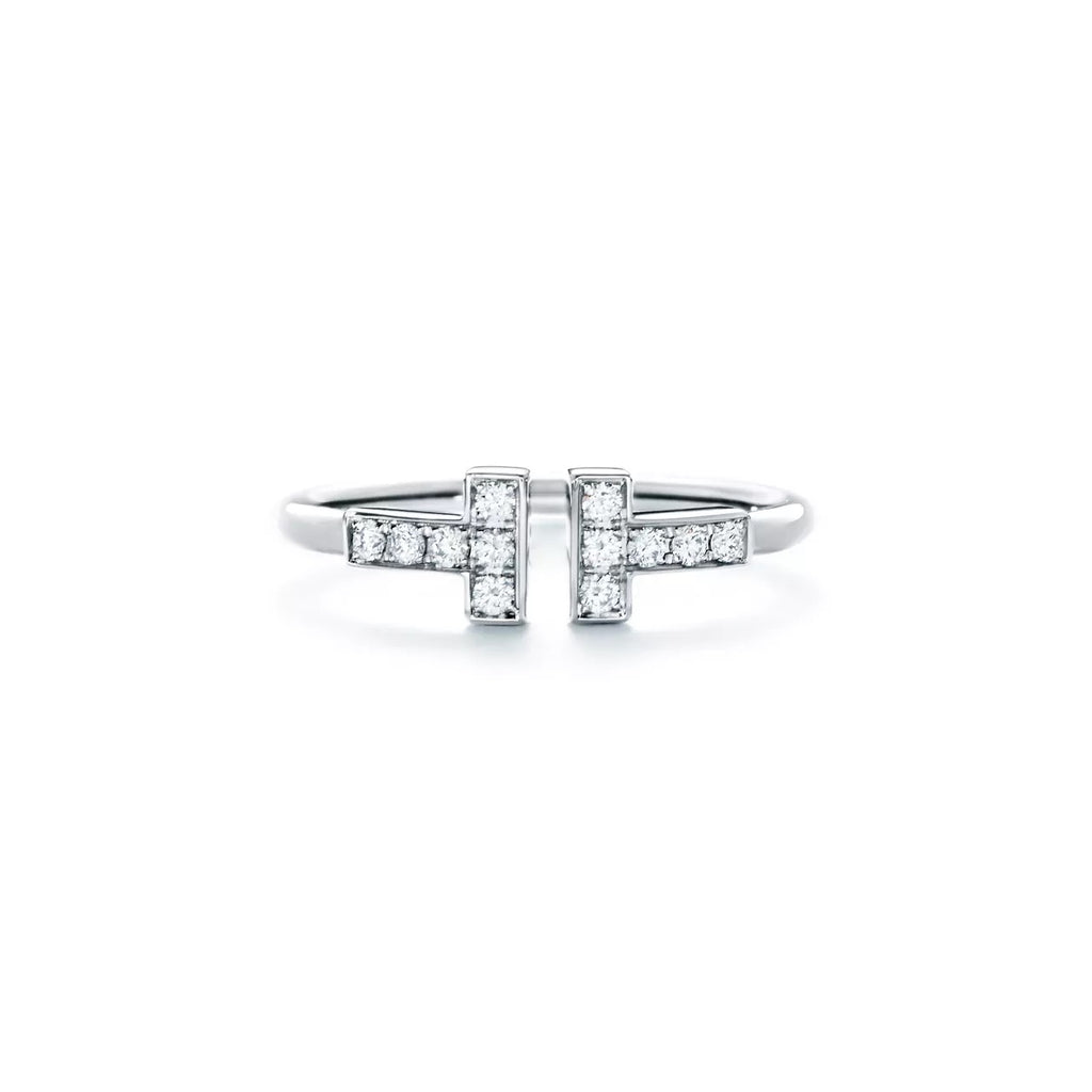 18K Gold Diamond T Wire Ring 0.13ct