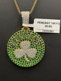 14K Gold Celtics Pendant with Diamond & Emerald
