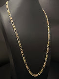 14K Gold Tri-Color Figaro Chain 25 in