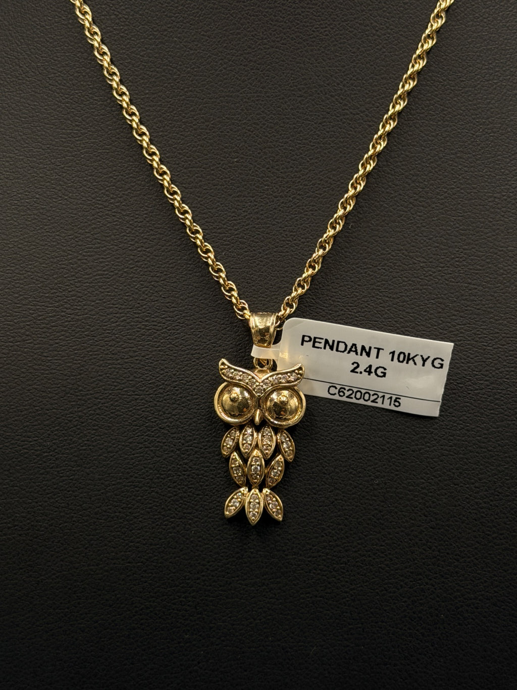 10K Gold Owl Pendant Charm 2.4g
