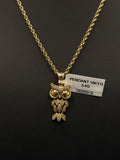 10K Gold Owl Pendant Charm 2.4g