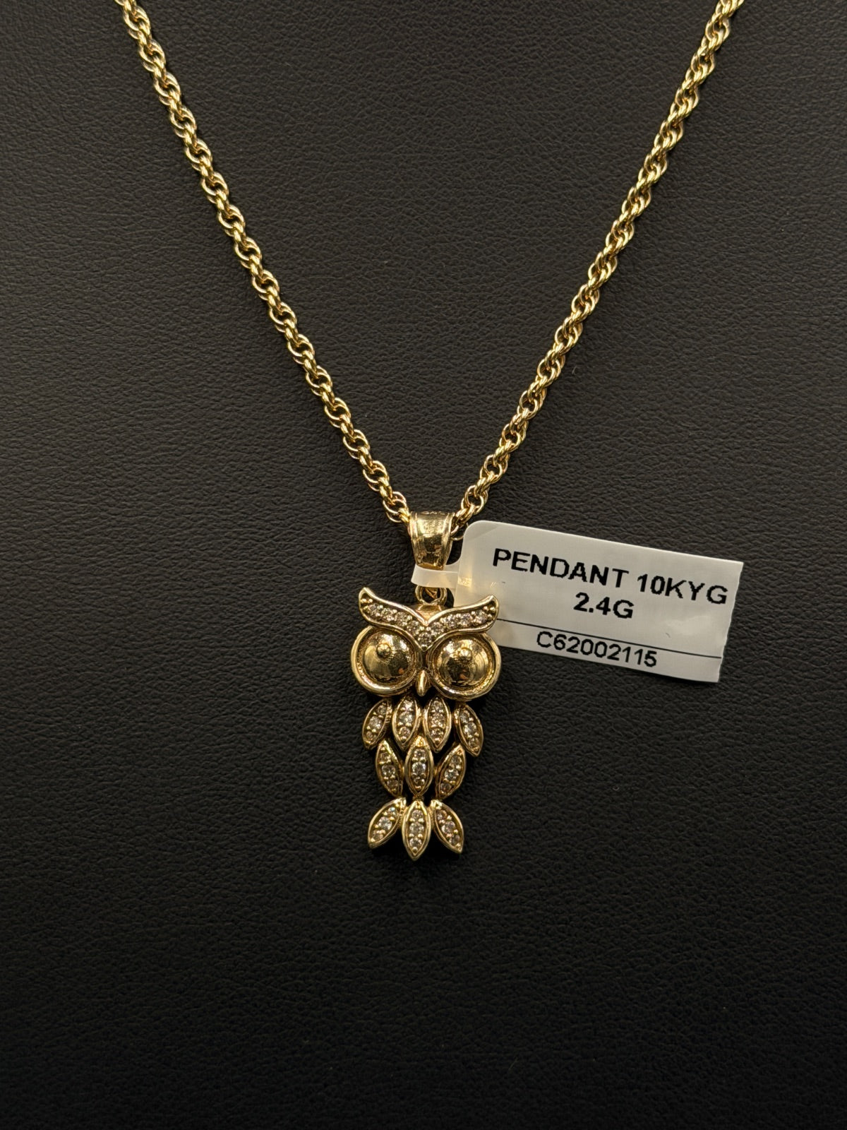 10K Gold Owl Pendant Charm 2.4g