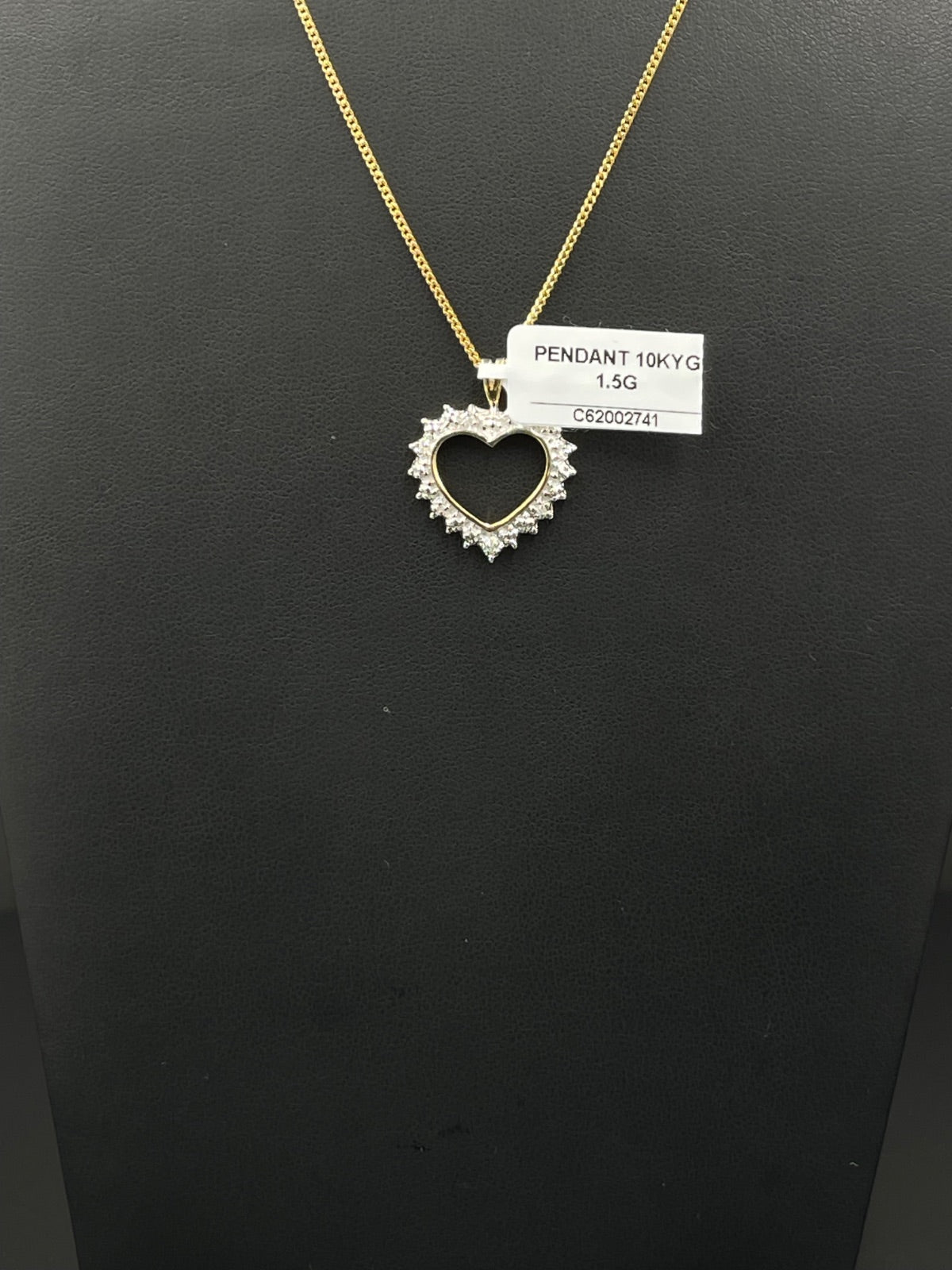 10K Gold Heart Pendant with Halo