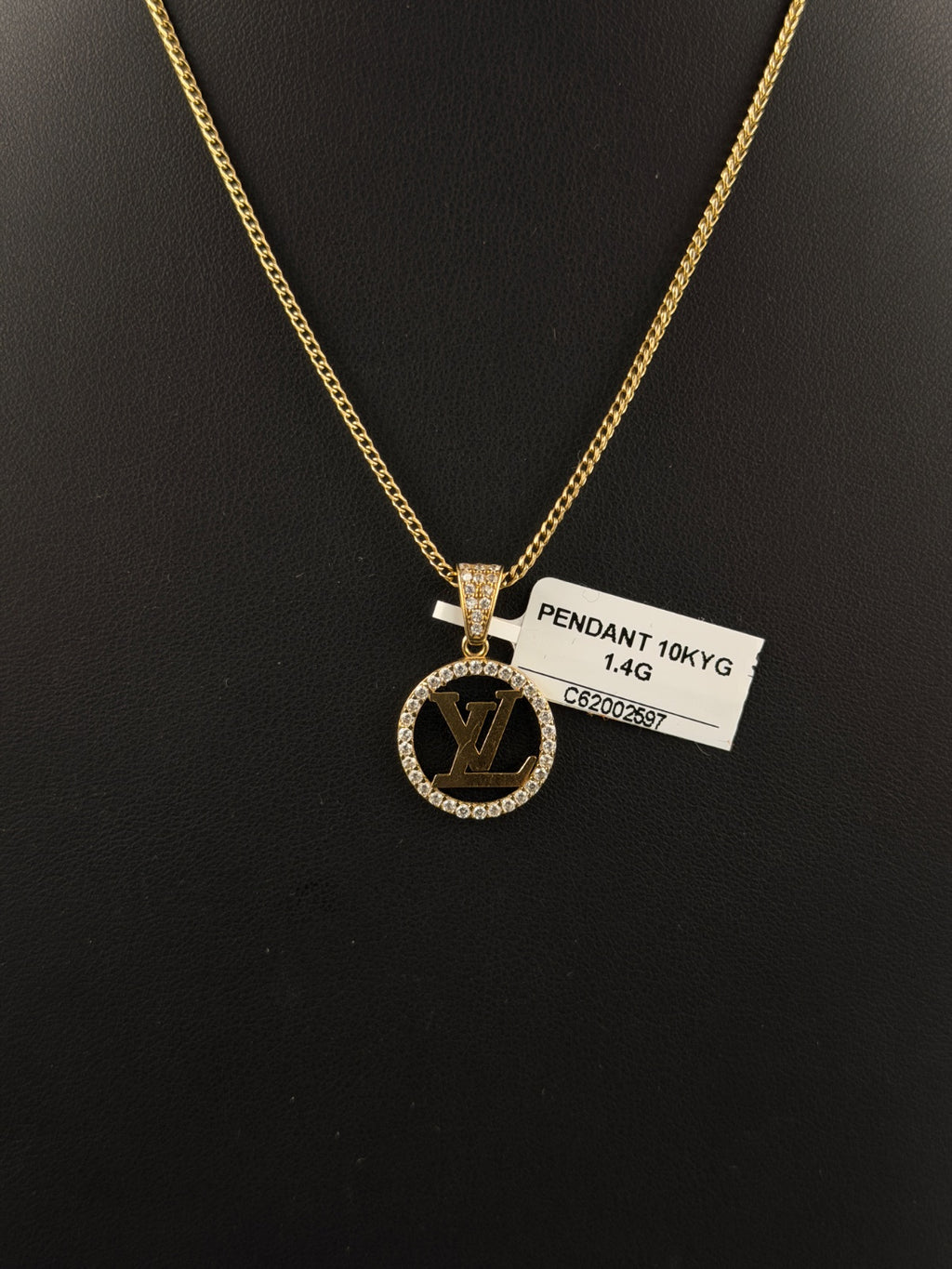10K Gold LV Pendant Diamond Halo for Sale
