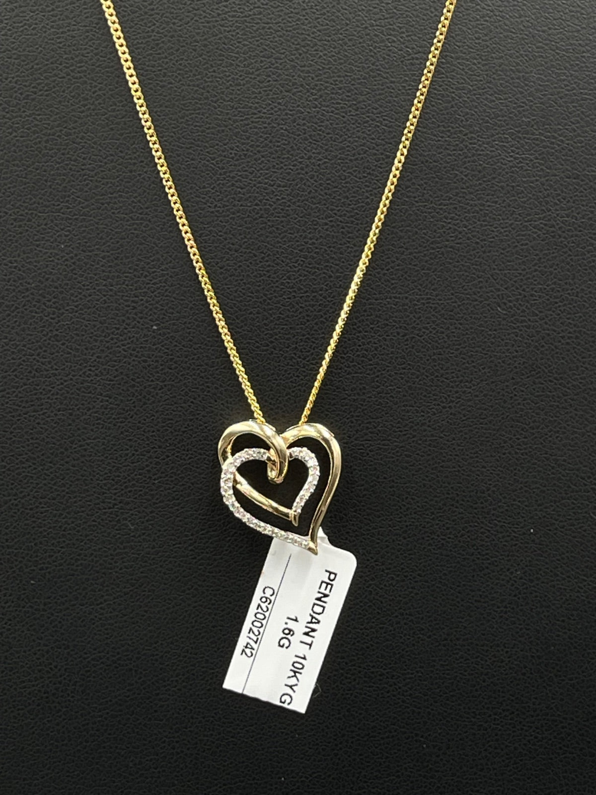 10K Gold Heart Pendant with Diamond Accents