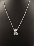 14K Gold Skull Crossbones Necklace 16in for Sale