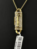 Gold Diamond Lock Pendant with Script Detail 11.25mm