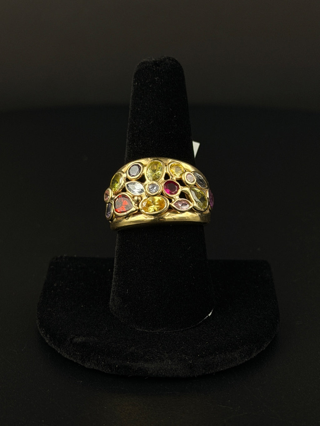 14K Gold Multi-Gem Ring Size 8.5 for Sale